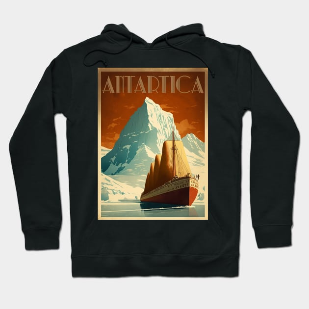 Antarctic Voyage Vintage Travel Art Poster Hoodie by OldTravelArt